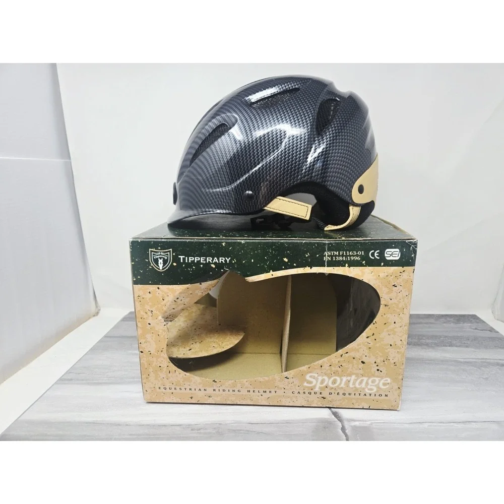 Tipperary Sportage Equestrian Horse Riding Helmet Black Vented Visor Small 7777